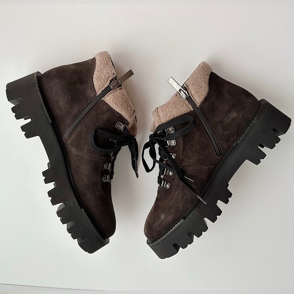✨New AQUATALIA Angie Suede & Recycled Cashmere Lace Up Lugged Booties 8.5M - Picture 6 of 10